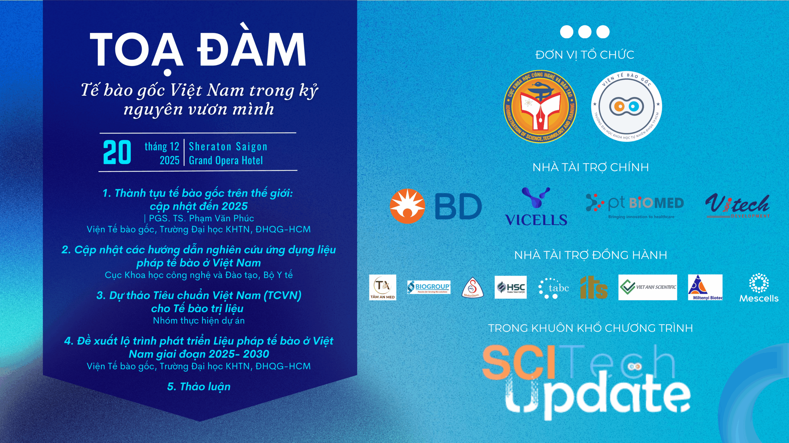 SCI TechUpdate 2025: Đề xuất Lộ Trình Phát Triển Công Nghệ Tế Bào Gốc tại Việt Nam